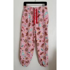 Pink and Red Old Navy Christmas Candied Ginger Flannel Jogger Pajama Pants M